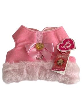 Smoochie Pooch Velour Dog Body Harness Faux Fur Pink Size S